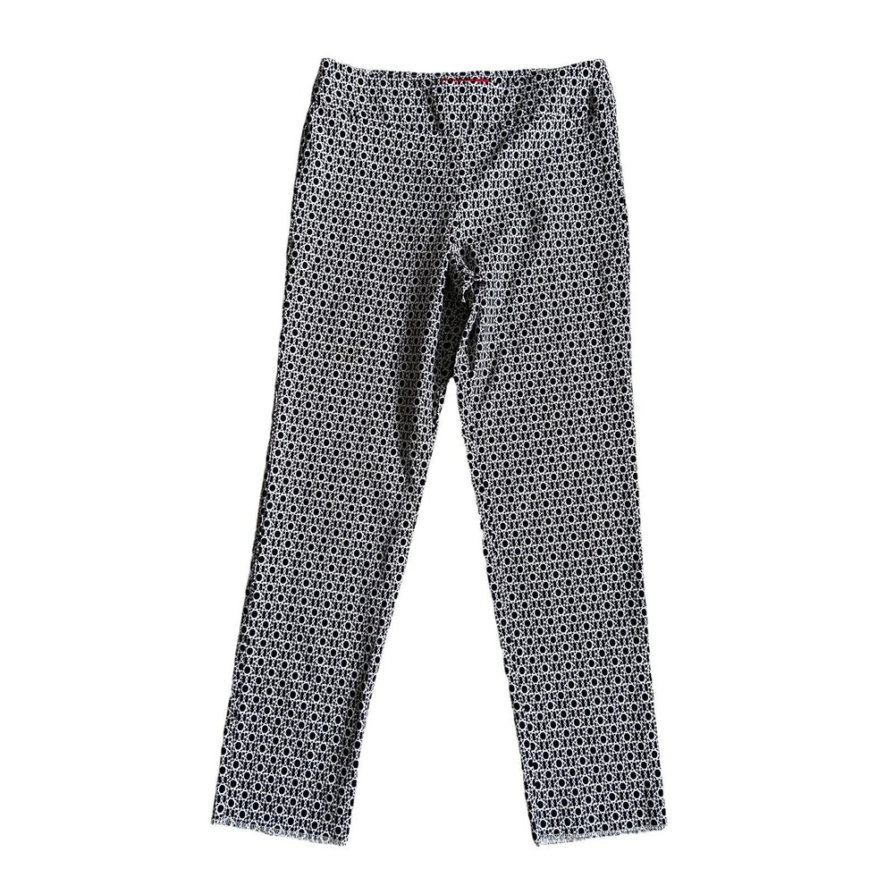 Krazy Larry Womens Pull On Pants Size 8 Black Geometric Artsy Tummy Control Slim